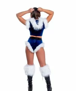 J-Valentine, Inc BOTTOMS CH301 - Fur Trimmed High-Waist Belted Short