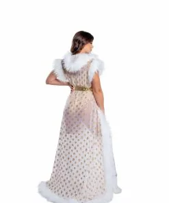 J-Valentine, Inc CH305 - Fur Trimmed Sequin Mesh Hooded Duster OUTERWEAR