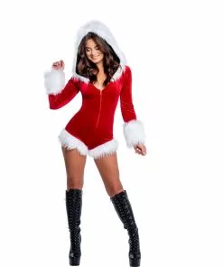 J-Valentine, Inc CH310 - Fur Trimmed Hooded Romper BOTTOMS