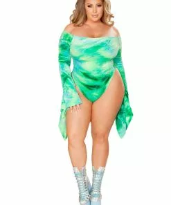 J-Valentine Catalog ONE PIECES FF113 - Tie-Dye Velvet Long Sleeve Gypsy Bodysuit