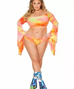 J-Valentine Catalog FF115 - Long Sleeve Tie Dye Gypsy Sleeve Top TOPS