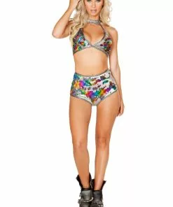 J Valentine BOTTOMS FF175 - FLIP SEQUIN HIGH-WAIST SHORT
