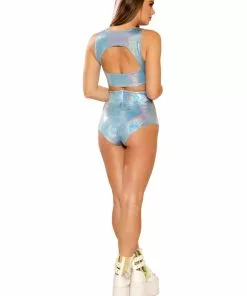 J Valentine FF265 - HOLOGRAPHIC HIGH-WAIST SHORT BOTTOMS