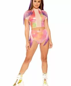 J Valentine BOTTOMS FF273 - OMBRE FRINGE HIGH-WAIST SHORT