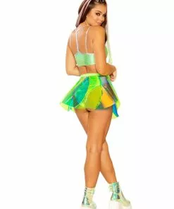 J-Valentine, Inc FF383 - Holographic Pinwheel Vinyl Skirt BOTTOMS