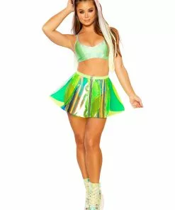 J-Valentine, Inc FF383 - Holographic Pinwheel Vinyl Skirt BOTTOMS