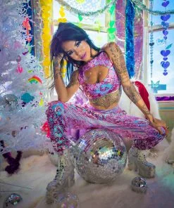 J-Valentine, Inc Pants FF570 - Sequin Velvet Joggers