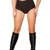 J Valentine BOTTOMS FF693 - Solid Faux Suede High-Waist Shorts