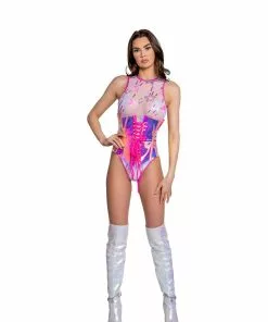 J-Valentine, Inc ONE PIECES FR146 - Holographic Dot Mesh Bodysuit