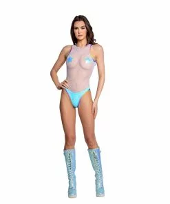 J-Valentine, Inc ONE PIECES FR146 - Holographic Dot Mesh Bodysuit