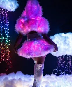 J-Valentine, Inc FR151 - Light-Up Faux Fur Belted Skirt BOTTOMS