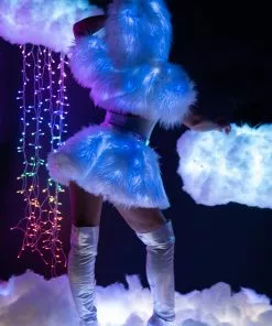 J-Valentine, Inc FR151 - Light-Up Faux Fur Belted Skirt BOTTOMS