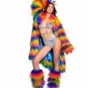 J-Valentine, Inc OUTERWEAR FR154 - Rainbow Attitude Fur Coat