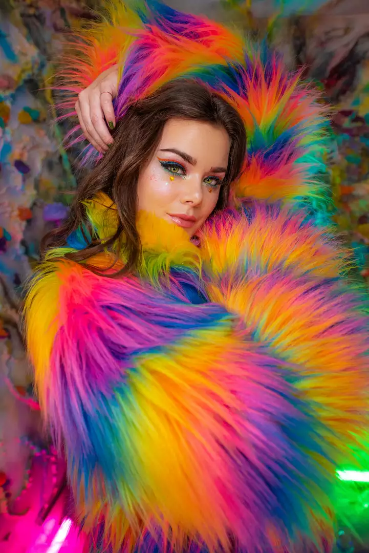 J-Valentine, Inc OUTERWEAR FR154 - Rainbow Attitude Fur Coat 5 J-Valentine, Inc OUTERWEAR FR154 - Rainbow Attitude Fur Coat
