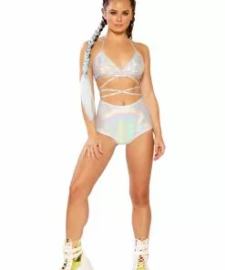 J Valentine FF265 - HOLOGRAPHIC HIGH-WAIST SHORT BOTTOMS
